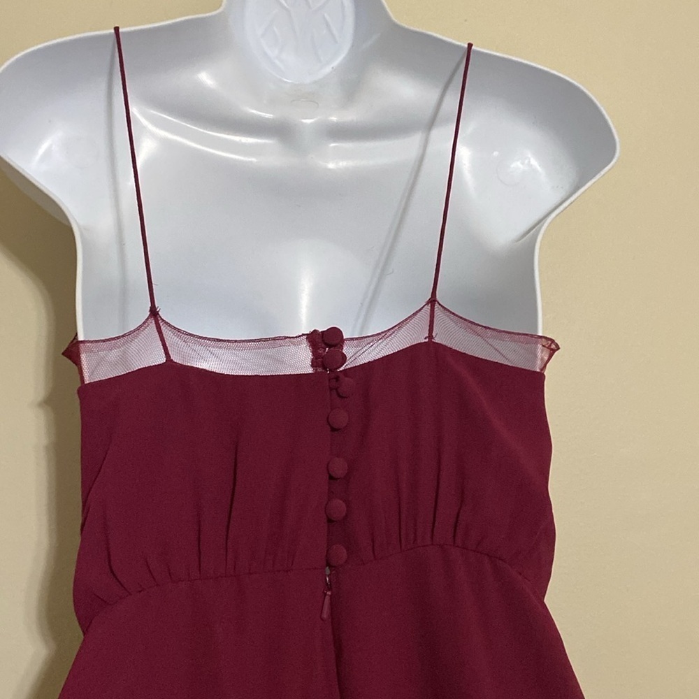 Watters Dove maxi Dress women 0 Elegant Burgundy gown event wedding ruffle hem - Picture 5 of 15